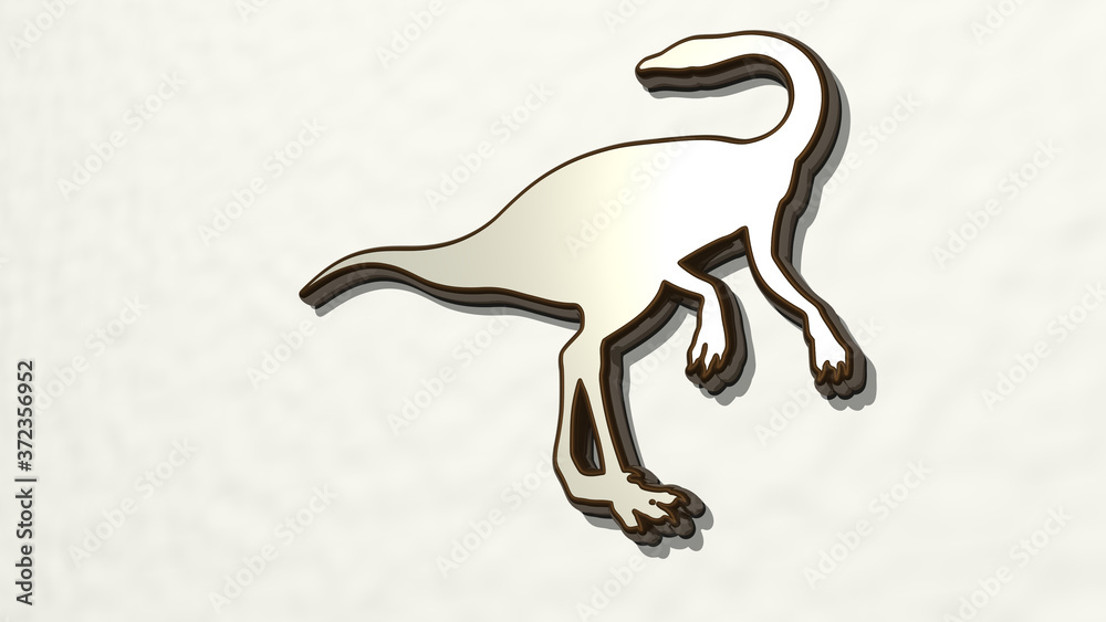 dinosaur 3D drawing icon, 3D illustration for animal and background