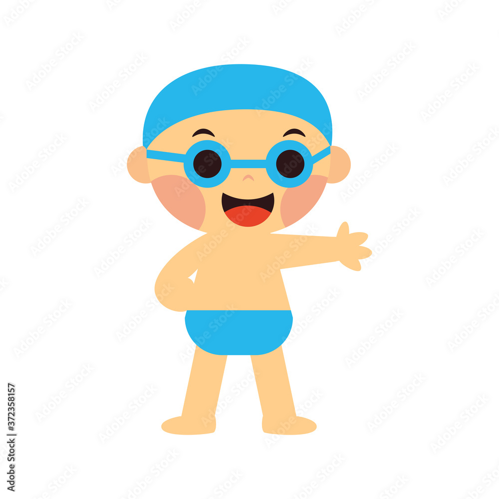 Isolated boy with swimsuit. Swimming boy - Vector Isolated boy with swimsuit. Swimming boy - Vector