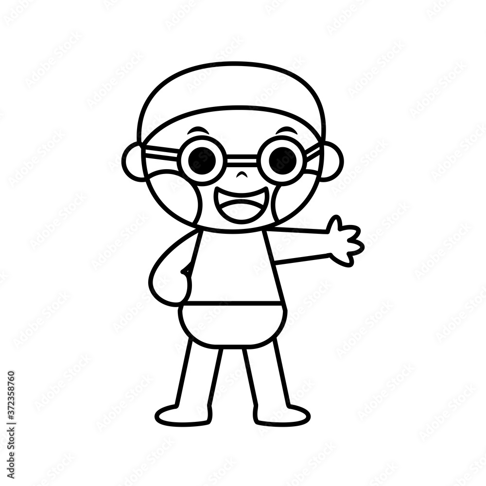Isolated boy with swimsuit. Swimming boy - Vector