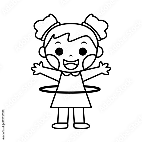 Isolated girl playing with a hoop - Vector