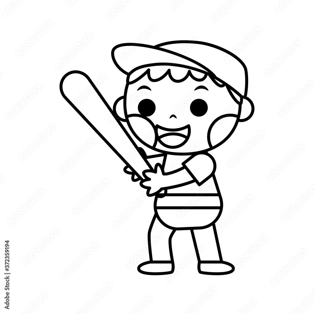 Isolated baseball boy. Boy with a baseball bat - Vector Isolated baseball boy. Boy with a baseball bat - Vector