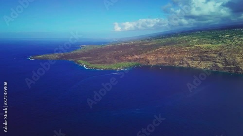 Kealakekua Bay. Aerial view of the Kealakekua Bay towards Captain James Cook Monument, Big Island, Hawaii photo