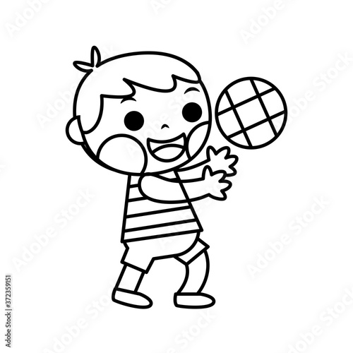 Isolated boy playing volleyball. Sports icon - Vector