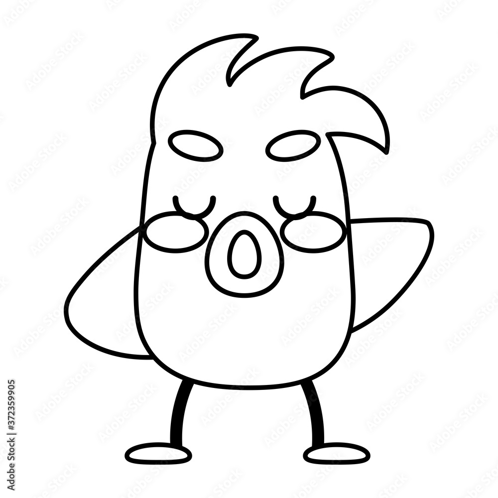 Happy bird comic cartoon. Ouline of a bird - Vector illustration Happy bird comic cartoon. Ouline of a bird - Vector illustration