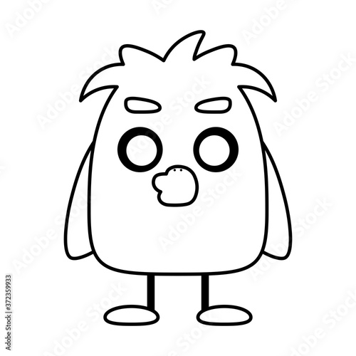 Happy bird comic cartoon. Ouline of a bird - Vector illustration