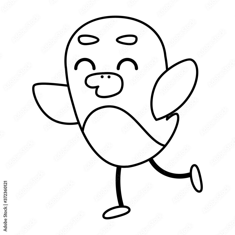 Happy bird comic cartoon. Ouline of a bird - Vector illustration Happy bird comic cartoon. Ouline of a bird - Vector illustration