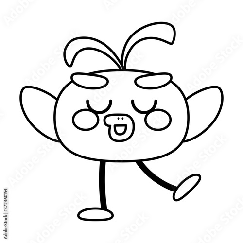 Happy bird comic cartoon. Ouline of a bird - Vector illustration