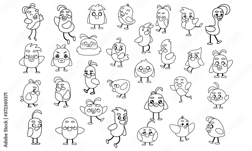 Set of a happy birds cartoon - Vector