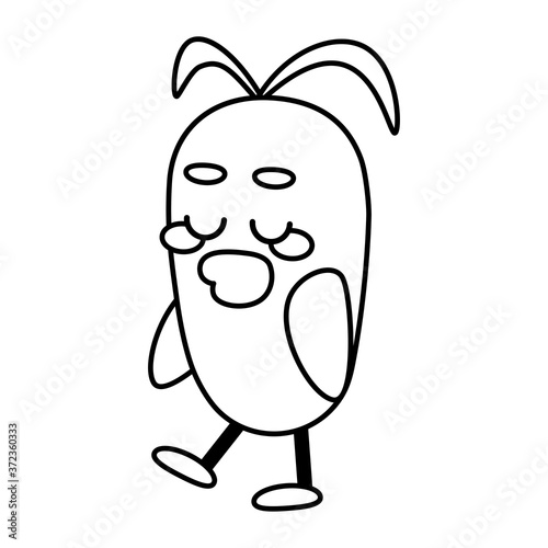 Happy bird comic cartoon. Ouline of a bird - Vector illustration