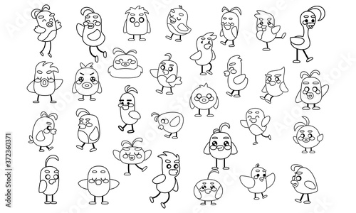 Set of a happy birds cartoon - Vector