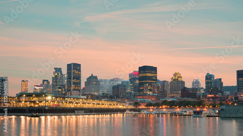 Night City View of the old port of Montreal, Montreal, Quebec, Canada