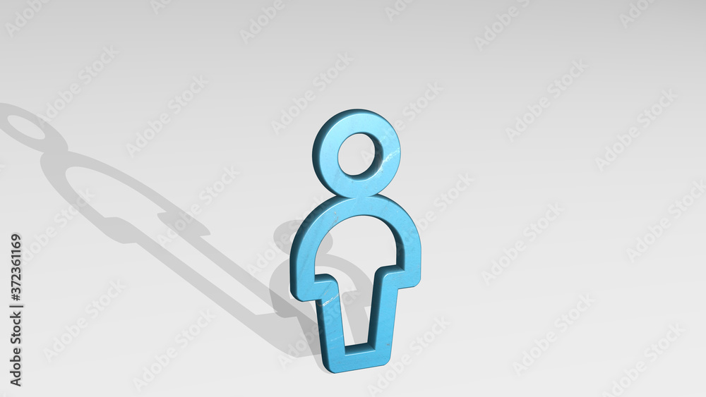 SINGLE NEUTRAL 3D icon standing on the floor, 3D illustration for background and isolated