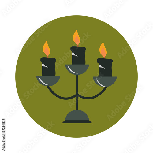 chandelier with burning candles decoration ornament flat and block icon