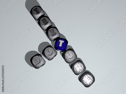 DOT TEXTURE crossword of dice letters in color, 3D illustration for background and abstract