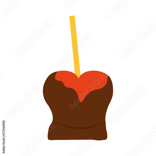 caramel apple icon flat style