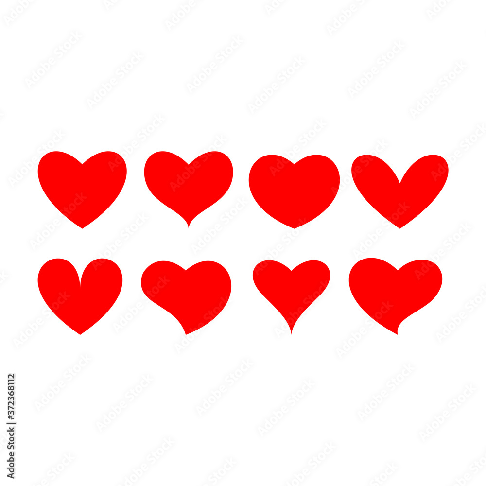 Red Heart Set With Various Shape Logo Vector Illustration Icons