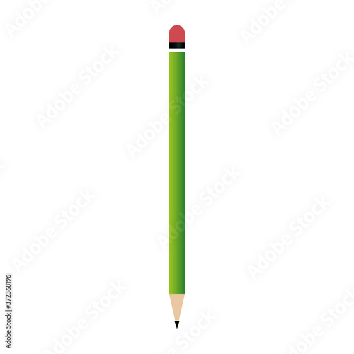 pencil green color with eraser on white background vector illustration design