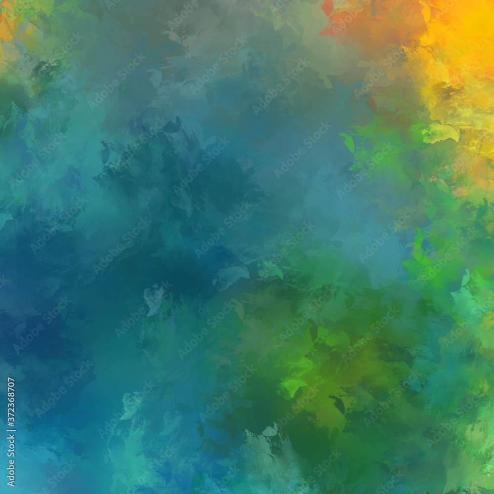 Fototapeta premium Wall art. Unique and creative illustration. Brush stroked painting. Abstract background of colorful brush strokes. Brushed vibrant wallpaper. Painted artistic creation.