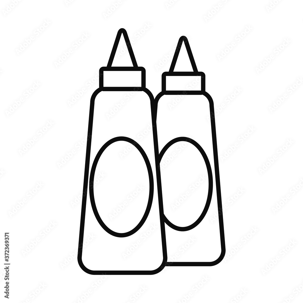 ketchup and mustard sauces bottles, flat style ketchup and mustard sauces bottles, flat style