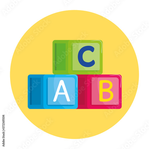Free Download alphabet cubes with letters a, b, c, in round frame vector illustration design - GFXLoad
