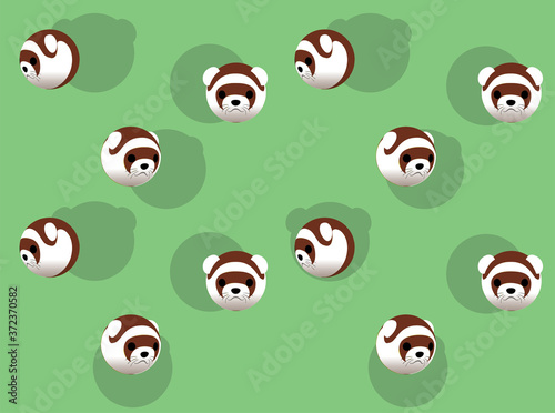 Animal Head Ball Ferret Animation 3D Cartoon Vector Illustration Seamless Background-01