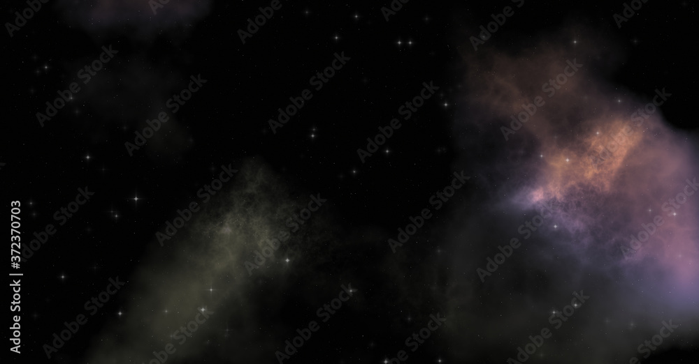Fototapeta premium Star field in galaxy space with colorful nebula. Sci fi background of deep space. Ethereal wallpaper.
