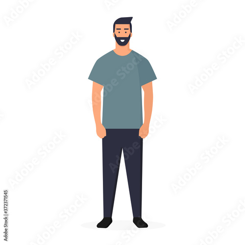 Hombre. Persona de género masculino. Cuerpo humano entero. Ilustración vectorial estilo pano