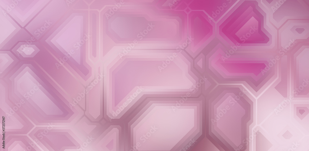 Fototapeta premium Layers of colorful and vibrant geometrical shapes. Digital illustration of a tech layout. Futuristic design template.