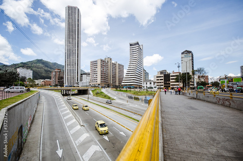 Calle 26 de bogotá y torre Colpatria, centro de la capital de Colombia photo