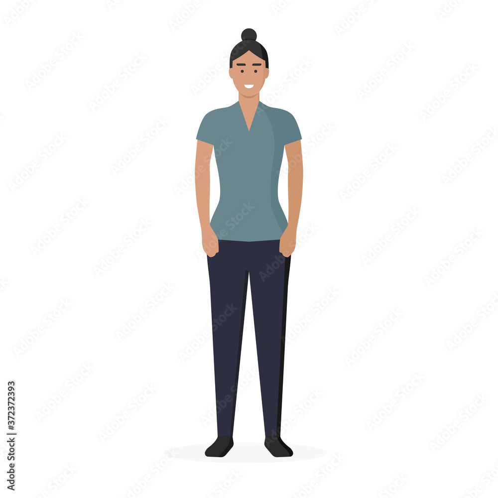 Mujer. Persona de género femenino. Cuerpo humano entero. Ilustración vectorial estilo pano Mujer. Persona de género femenino. Cuerpo humano entero. Ilustración vectorial estilo pano