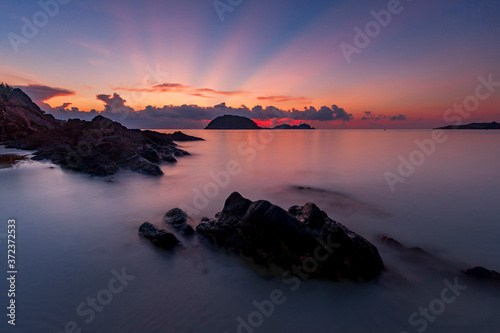Long exposure image of the sunset on Redang Island, Malaysia
