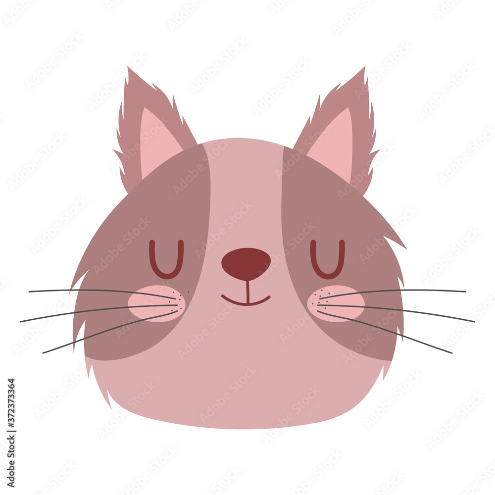 pet little cute brown cat head cartoon isolated white background design