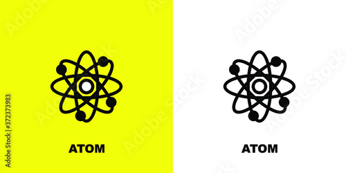 Atomic symbol. Black white vector illustration.