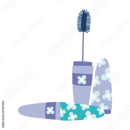 makeup cosmetic nail file and mascara isolated white background