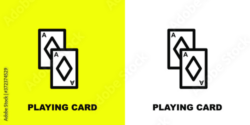Diamond picture playing card. Black white vector illustration.