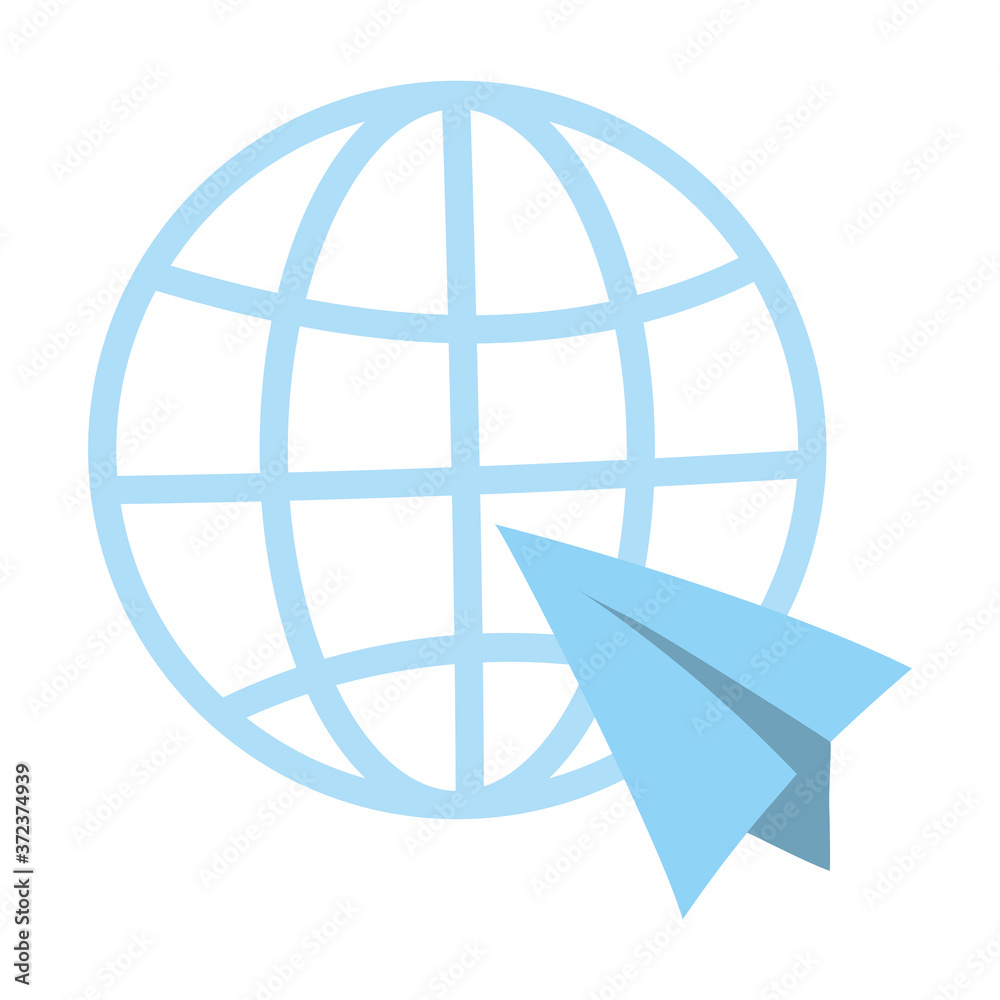 world paper plane connecton social network isolated on white background world paper plane connecton social network isolated on white background