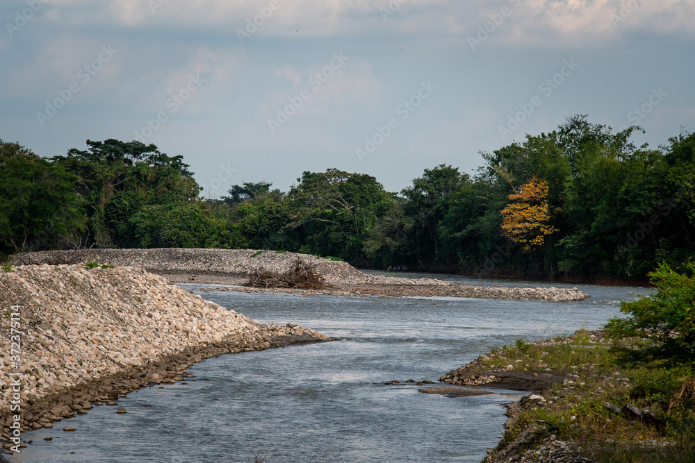 Rio seco en Yopal Casanare, sequía de rio en COlombia StockFoto
