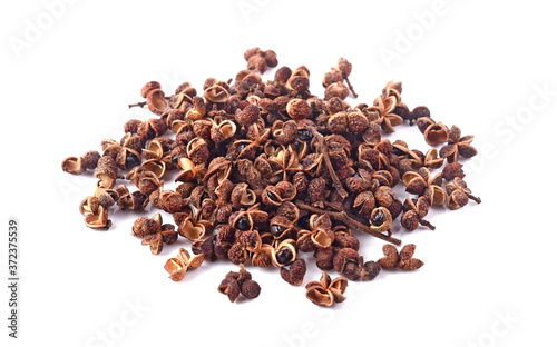 Dried sichuan pepper isolated on a white background
