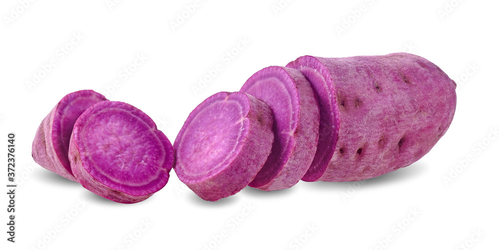 purple yams isolated on white background