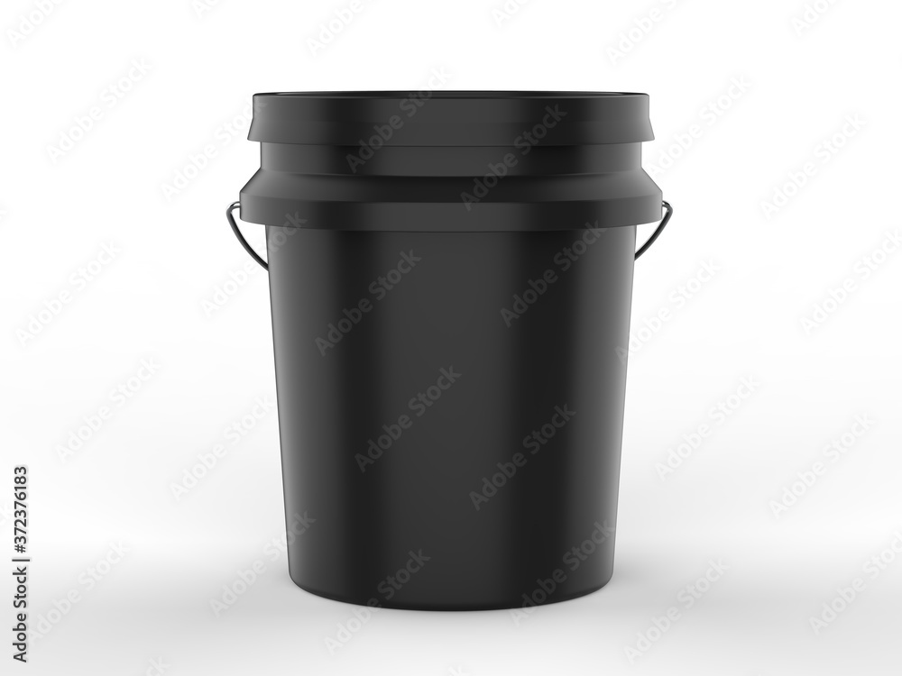 Blank Plastic Paint Bucket For Mockup Design And Branding, 3d render