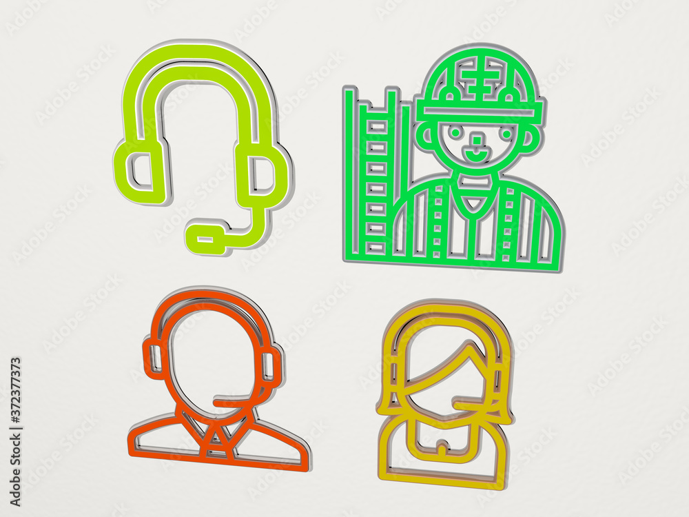 OPERATOR 4 icons set, 3D illustration for call and center OPERATOR 4 icons set, 3D illustration for call and center