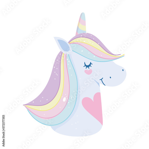 unicorn mystery rainbow horn fantasy cartoon isolated icon design white background