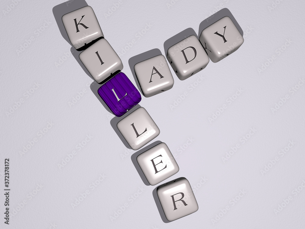 Men: lady killer crossword by cubic dice letters, 3D illustration for beautiful and woman Men: lady killer crossword by cubic dice letters, 3D illustration for beautiful and woman