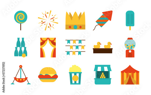 lollypop and fair icon set, flat style