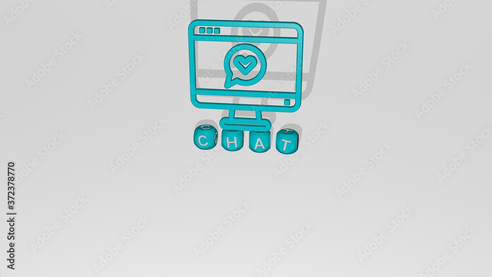 custom made wallpaper toronto digitalchat 3D icon over cubic letters, 3D illustration for communication and business