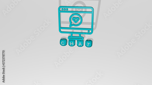 Wallpaper Mural chat 3D icon over cubic letters, 3D illustration for communication and business Torontodigital.ca