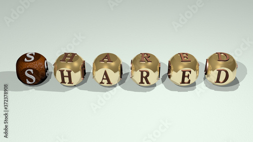 thinking you: SHARED text of cubic individual letters, 3D illustration for business and company