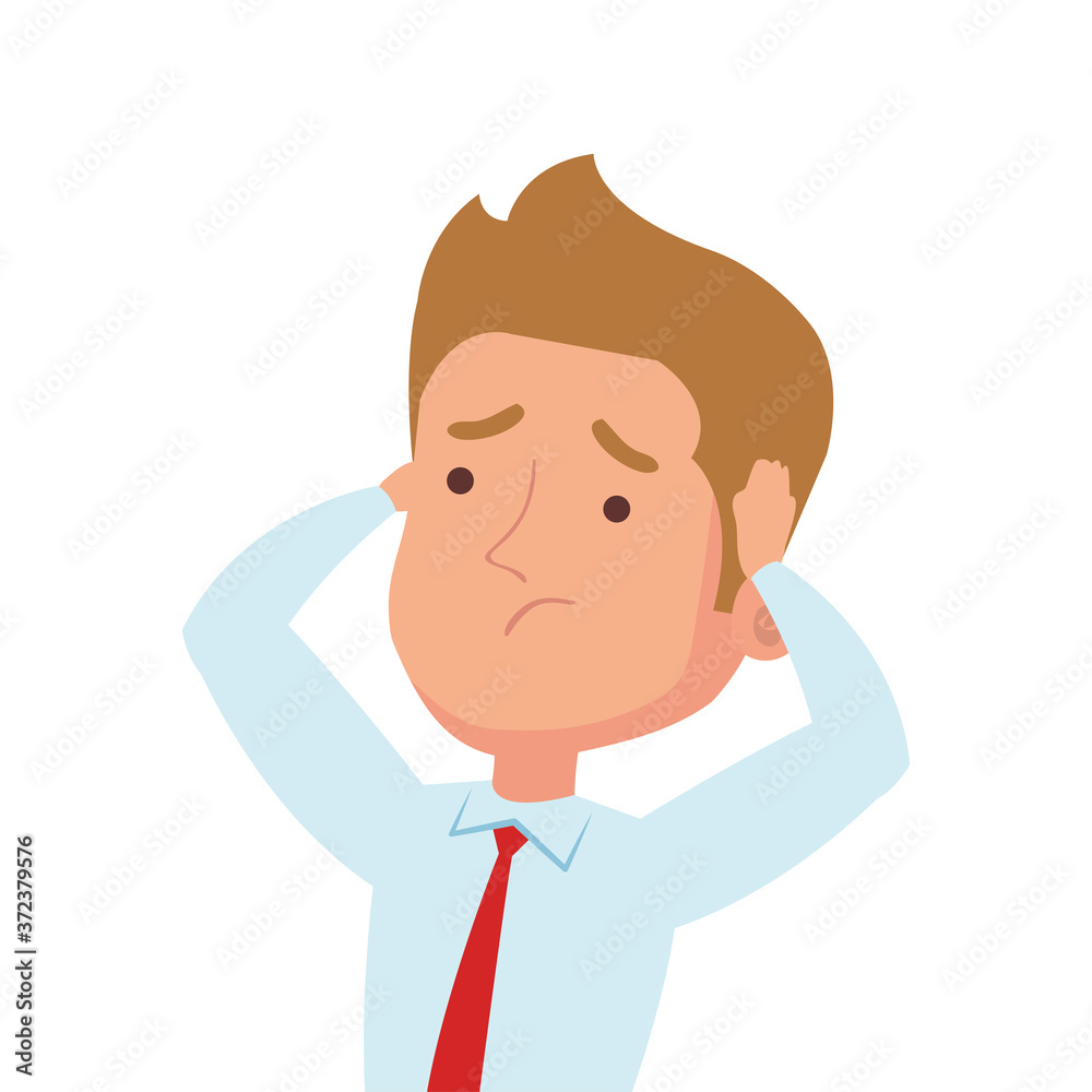 picture businessman worried, in white background vector illustration design
