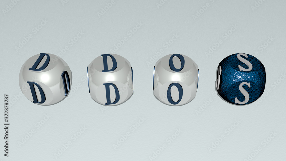 DDOS text of cubic individual letters, 3D illustration for attack and computer DDOS text of cubic individual letters, 3D illustration for attack and computer