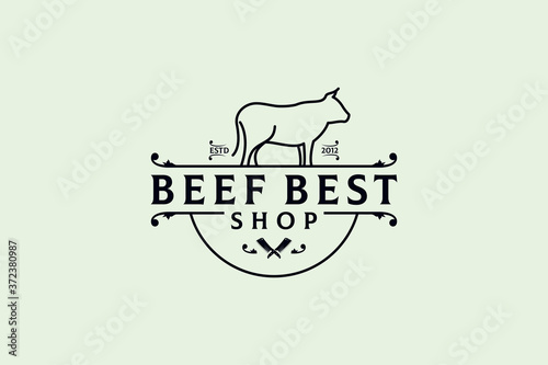 Beef logo design vector inspiration for butcher meat shop